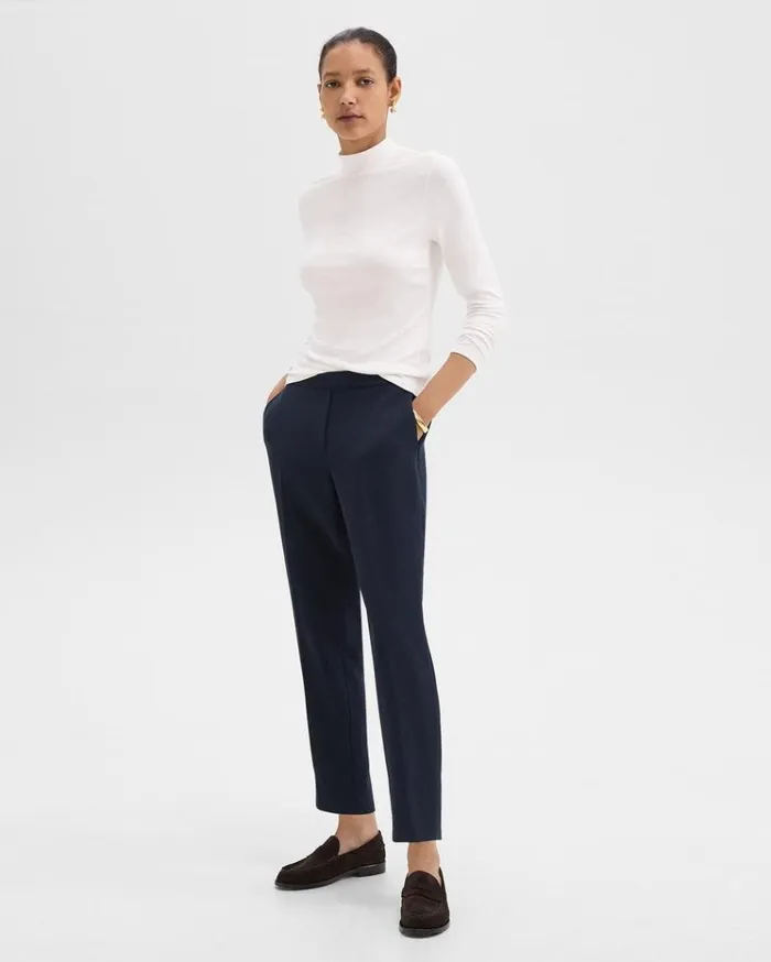 Theory Treeca PullOn Pant In Admiral Crepe Nocturne Navy Women Pants