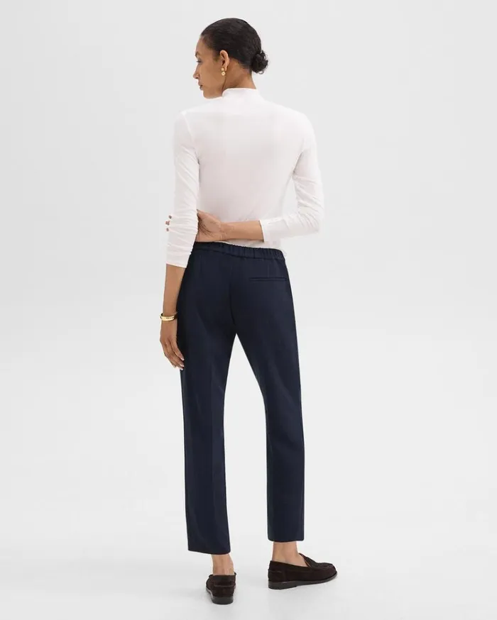 Theory Treeca PullOn Pant In Admiral Crepe Nocturne Navy Women Pants