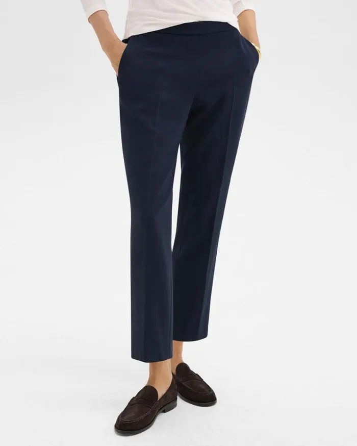 Theory Treeca PullOn Pant In Admiral Crepe Nocturne Navy Women Pants