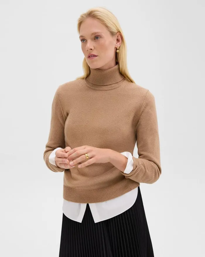 Theory Turtleneck Sweater In Cashmere Royal Camel Women Sweaters Cardigans Theory Turtleneck Sweater In Cashmere Royal Camel Women Sweaters Cardigans