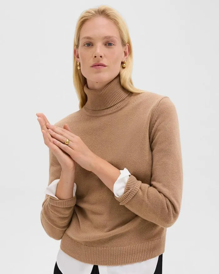 Theory Turtleneck Sweater In Cashmere Royal Camel Women Sweaters Cardigans Theory Turtleneck Sweater In Cashmere Royal Camel Women Sweaters Cardigans
