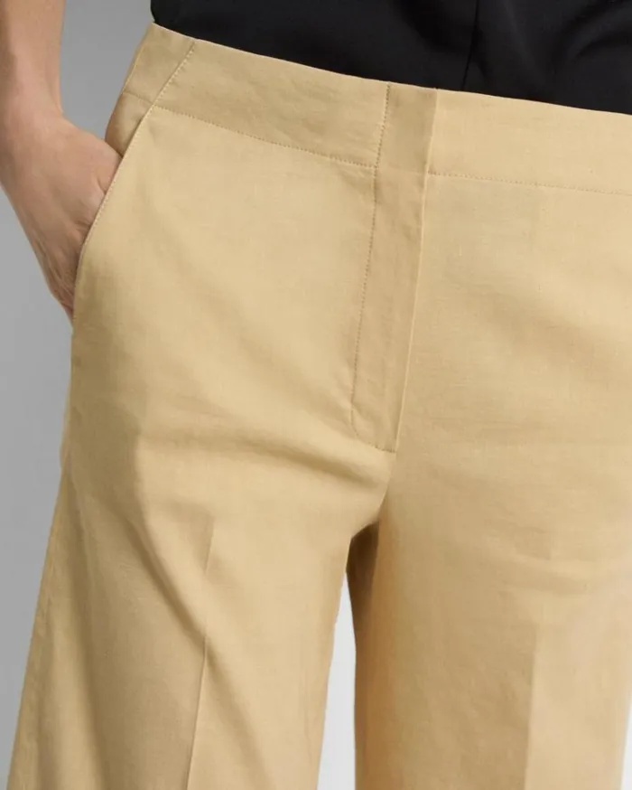Theory Wide Crop Pant In Good Linen Butter Yellow Women Pants