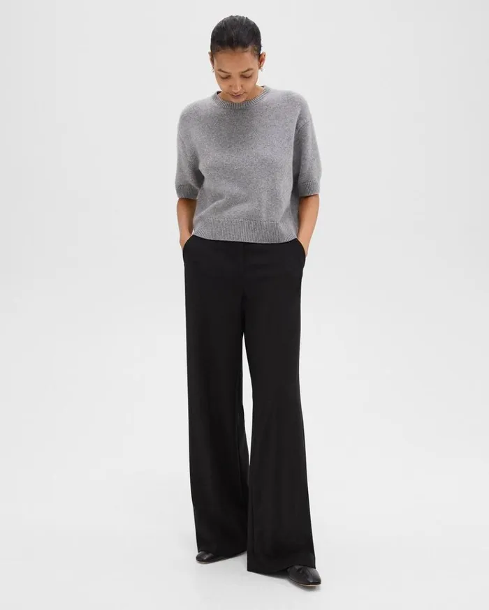 Theory WideLeg Pant In DoubleKnit Jersey Black Women Pants