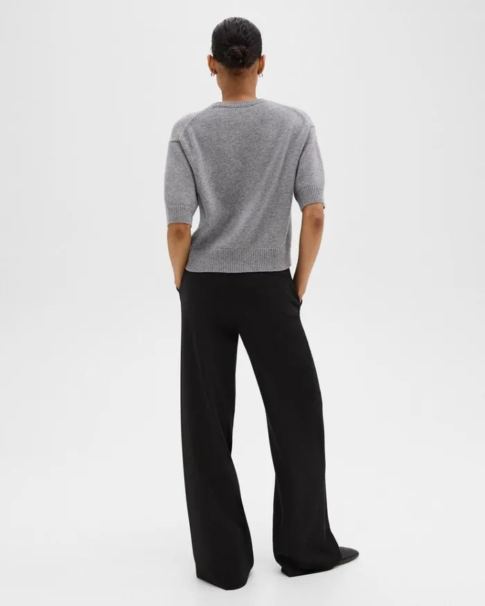 Theory WideLeg Pant In DoubleKnit Jersey Black Women Pants