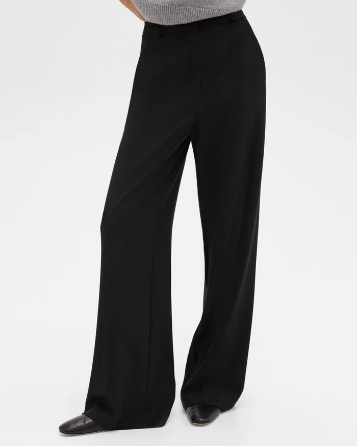 Theory WideLeg Pant In DoubleKnit Jersey Black Women Pants