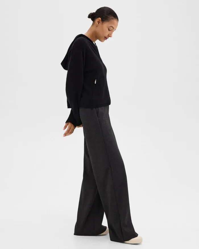 Theory WideLeg Pant In DoubleKnit Jersey Charcoalblack Women Pants Theory WideLeg Pant In DoubleKnit Jersey Charcoalblack Women Pants