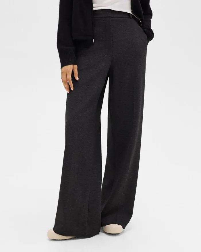 Theory WideLeg Pant In DoubleKnit Jersey Charcoalblack Women Pants Theory WideLeg Pant In DoubleKnit Jersey Charcoalblack Women Pants