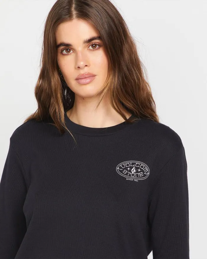 Thermality Long Sleeve Shirt 8211 Black Womens Volcom Hiking