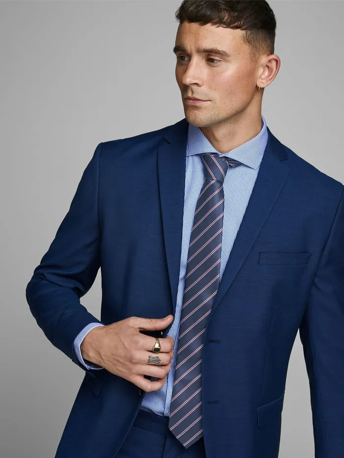 Ties and Bowties JACK and JONES Mens STRIPED TIE TIE Blue Navy Blazer
