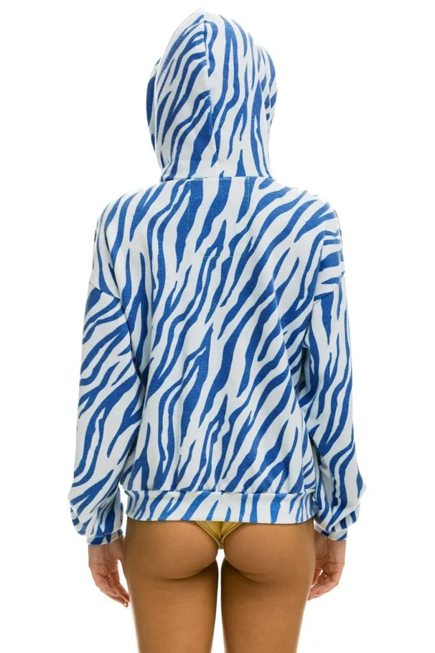 Tiger Relaxed Zip Hoodie With Pockets 8211 Blue Tiger WomenMen Aviator Nation Hoodies