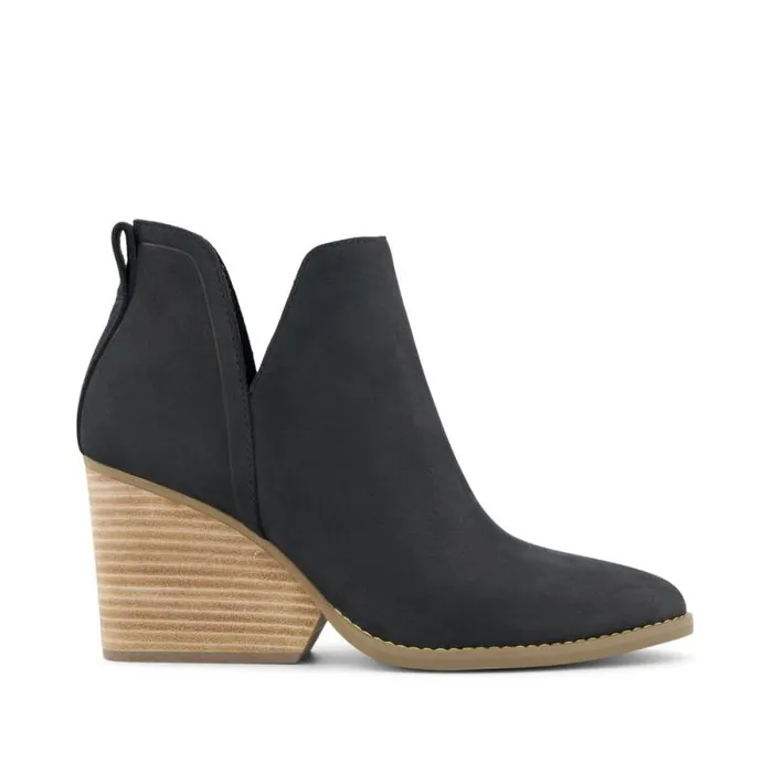 Toms Boots and Booties Eliza Heeled Boot Black Nubuck Leather 8211 Women