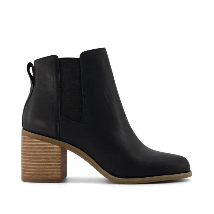 Toms Boots and Booties Evelyn Chelsea Heeled Boot Black Leather 8211 Women