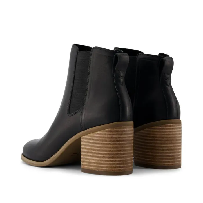 Toms Boots and Booties Evelyn Chelsea Heeled Boot Black Leather 8211 Women