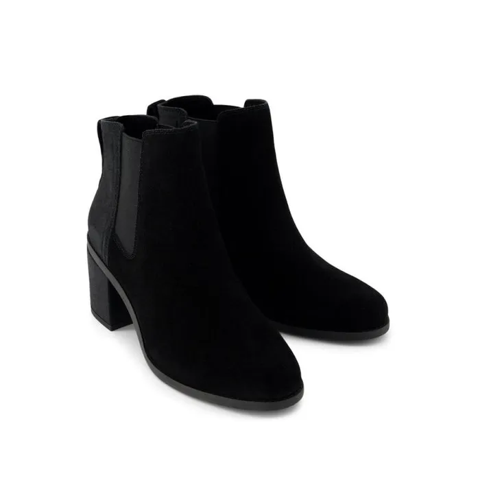 Toms Boots and Booties Evelyn Chelsea Heeled Boot Black Metallic Suede 8211 Women