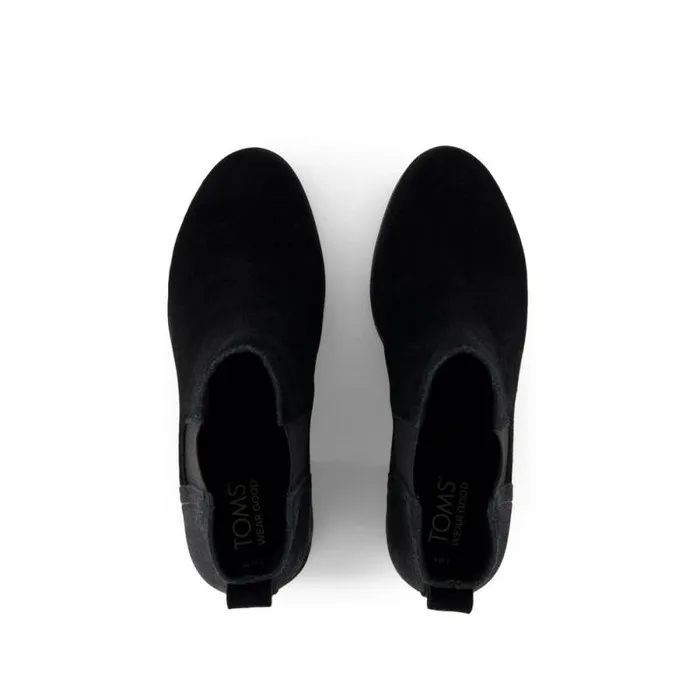 Toms Boots and Booties Evelyn Chelsea Heeled Boot Black Metallic Suede 8211 Women
