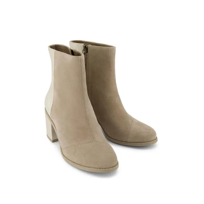 Toms Boots and Booties Evelyn Heeled Boot Dune Metallic Suede 8211 Women Toms Boots and Booties Evelyn Heeled Boot Dune Metallic Suede 8211 Women