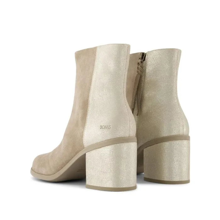 Toms Boots and Booties Evelyn Heeled Boot Dune Metallic Suede 8211 Women Toms Boots and Booties Evelyn Heeled Boot Dune Metallic Suede 8211 Women