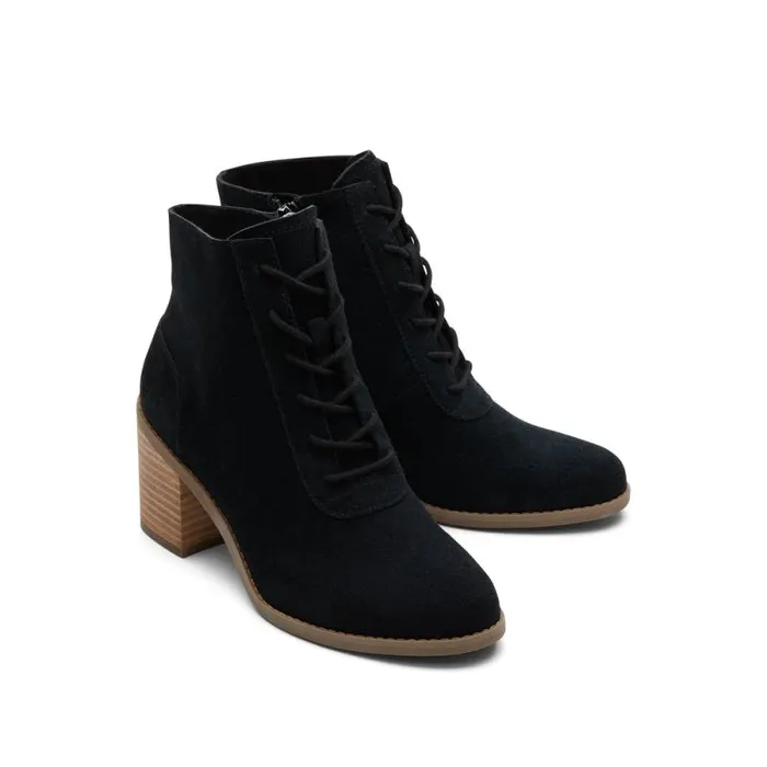 Toms Boots and Booties Evelyn Heeled Boot Suede Black 8211 Women