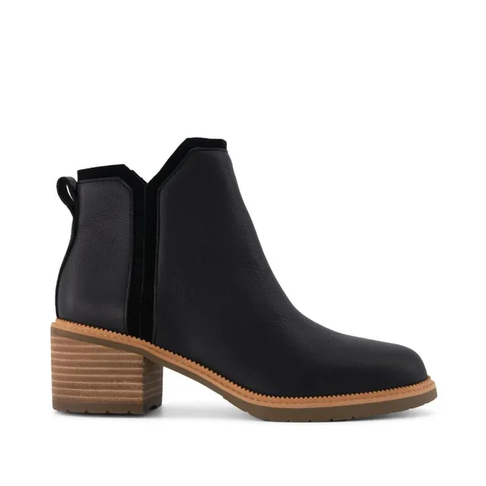 Toms Boots and Booties Hailey Heeled Boot Water Resistant Black Leather 8211 Women