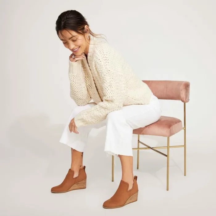 Toms Boots and Booties Kallie Wedge Boot Leather Tan 8211 Women