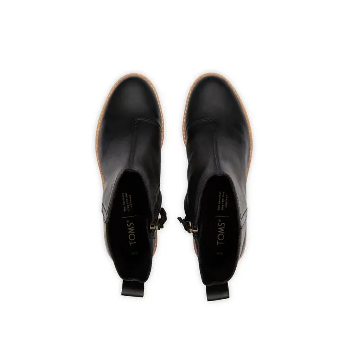 Toms Boots and Booties Marina Heeled Boot Black Leather 8211 Women