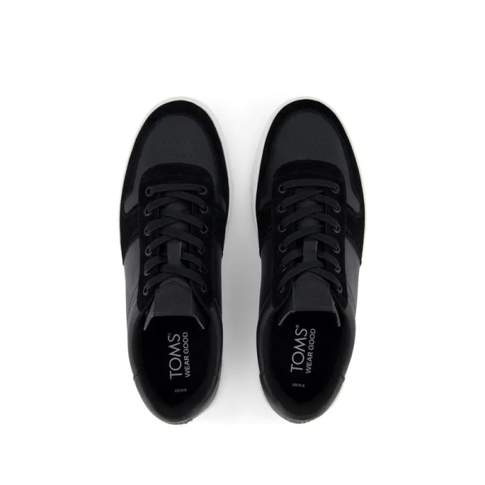 Toms Dress Casual TRVL LITE Court Sneaker Black Leather 8211 Men