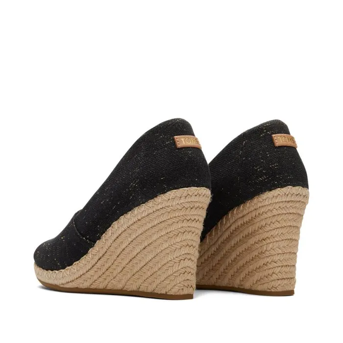 Toms Espadrilles Michelle Wedge Heel Black Metallic Linen 8211 Women