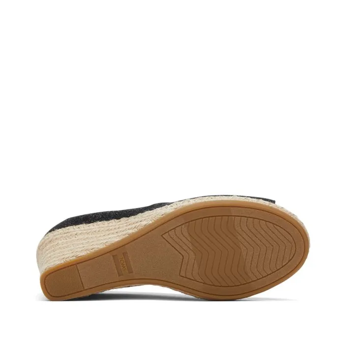 Toms Espadrilles Michelle Wedge Heel Black Metallic Linen 8211 Women