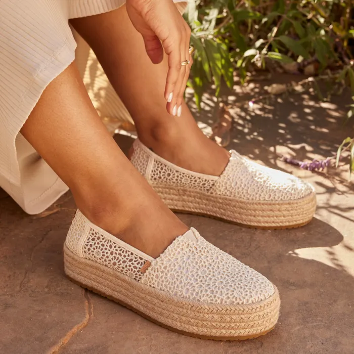 Toms Espadrilles Valencia Platform Espadrille Moroccan Crochet Natural 8211 Women