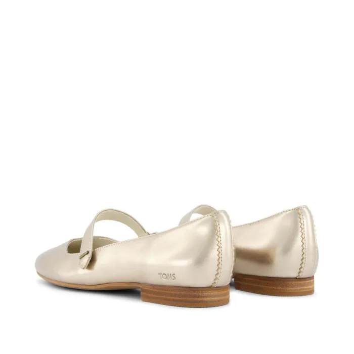 Toms Flats and Loafers Bianca Flat Gold Metallic Leather 8211 Women