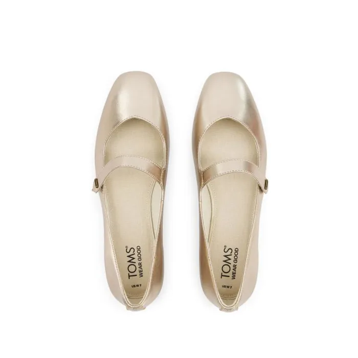 Toms Flats and Loafers Bianca Flat Gold Metallic Leather 8211 Women
