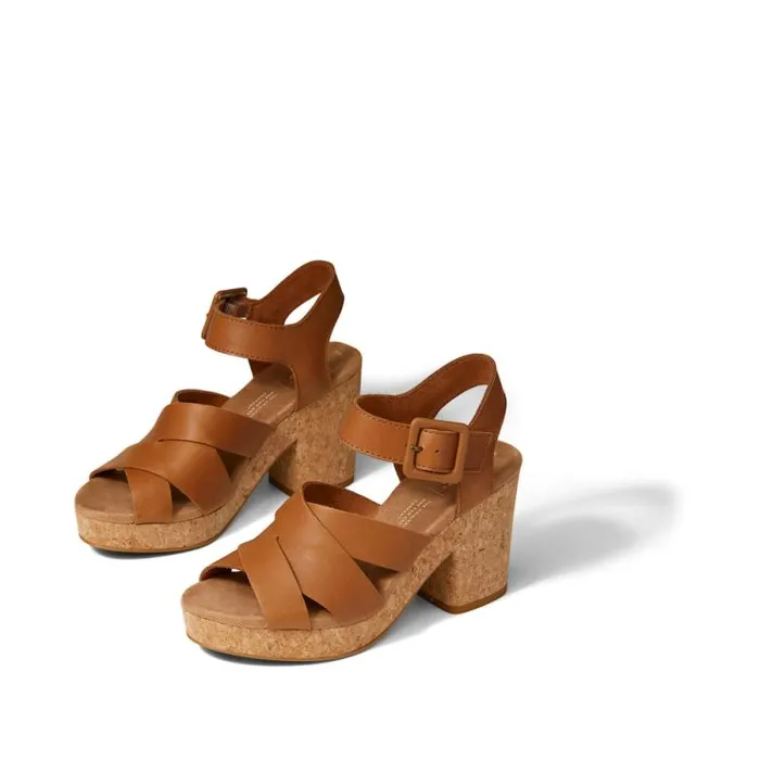 Toms Heels and Wedges Ava Sandal Tan Brown 8211 Women