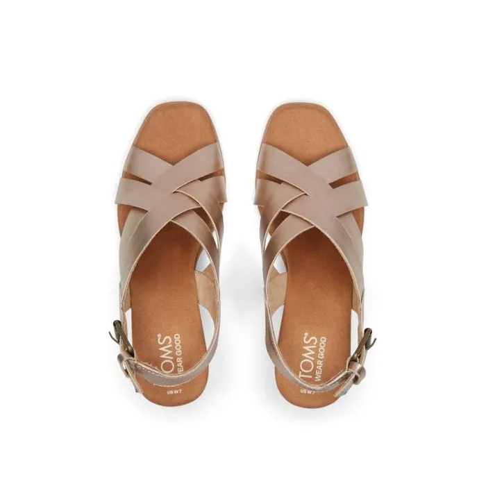 Toms Heels and Wedges Gracie Wedge Sandal Leather Gold 8211 Women