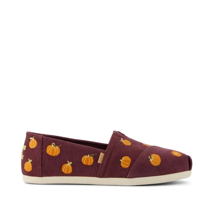 Toms TOMS Classics Alpargata Cloudbound Burgundy Corduroy Embroidered Pumpkins 8211 Women Toms TOMS Classics Alpargata Cloudbound Burgundy Corduroy Embroidered Pumpkins 8211 Women