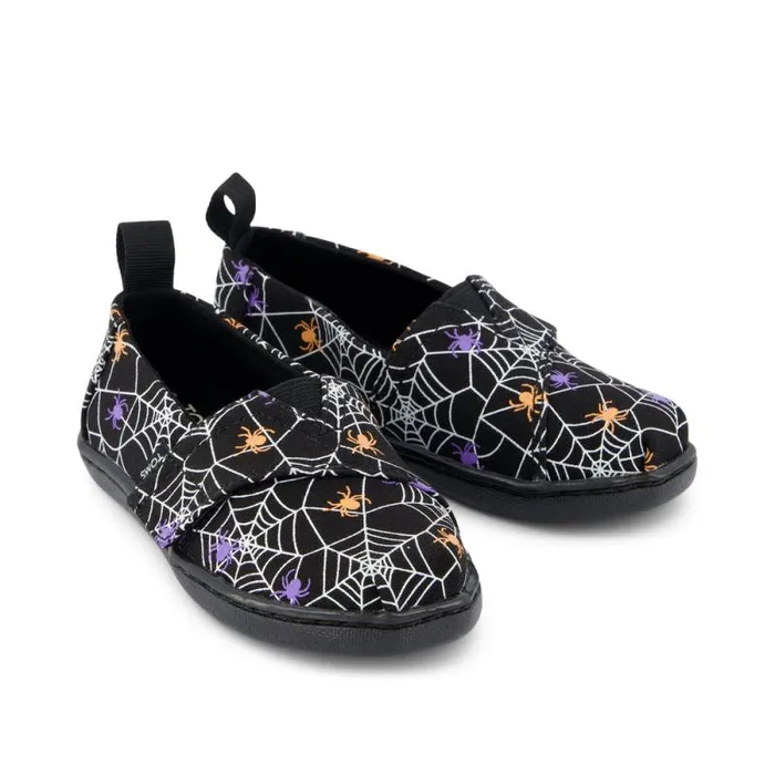 Toms TOMS Classics Alpargata Toddler Shoe Black Glow In The Dark Spiders 8211 KidsWomen