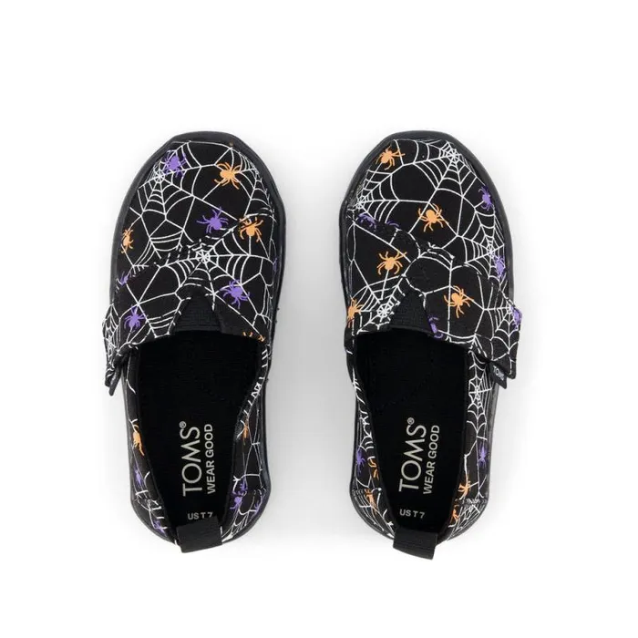 Toms TOMS Classics Alpargata Toddler Shoe Black Glow In The Dark Spiders 8211 KidsWomen