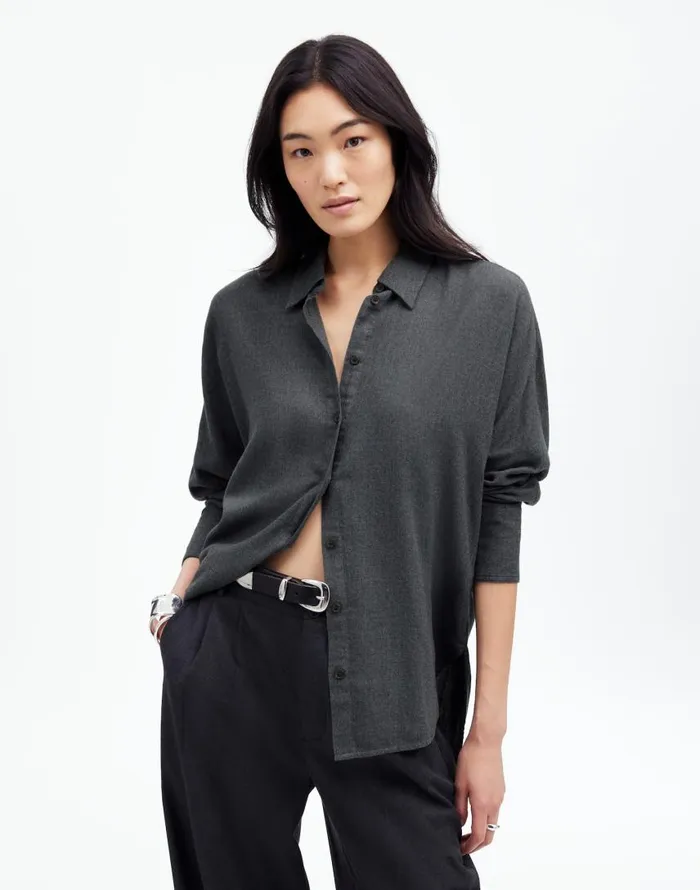 Tops and Shirts Women Madewell Heathered Flannel Dolman ButtonUp Shirt Charcoal Melange Tops and Shirts Women Madewell Heathered Flannel Dolman ButtonUp Shirt Charcoal Melange