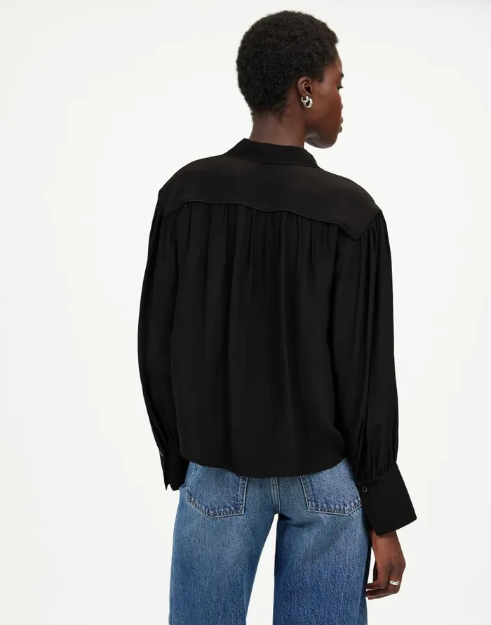 Tops and Shirts Women Madewell LongSleeve ButtonFront Top True Black