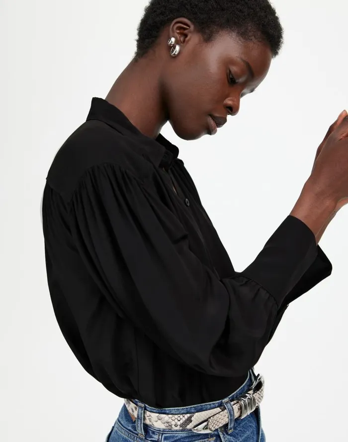 Tops and Shirts Women Madewell LongSleeve ButtonFront Top True Black