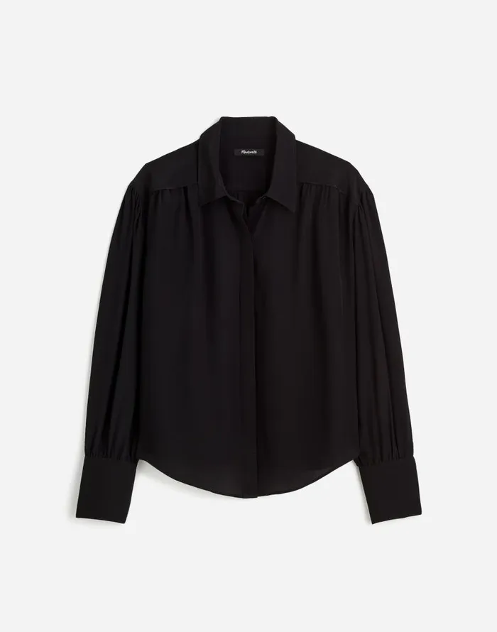 Tops and Shirts Women Madewell LongSleeve ButtonFront Top True Black