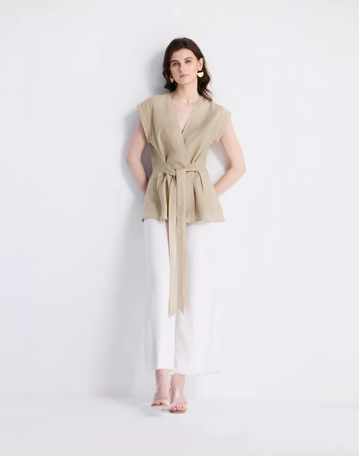 Tops and Shirts Women Madewell Reistor Power Moves Hemp Short Sleeve Top In Neutral Beige Beige