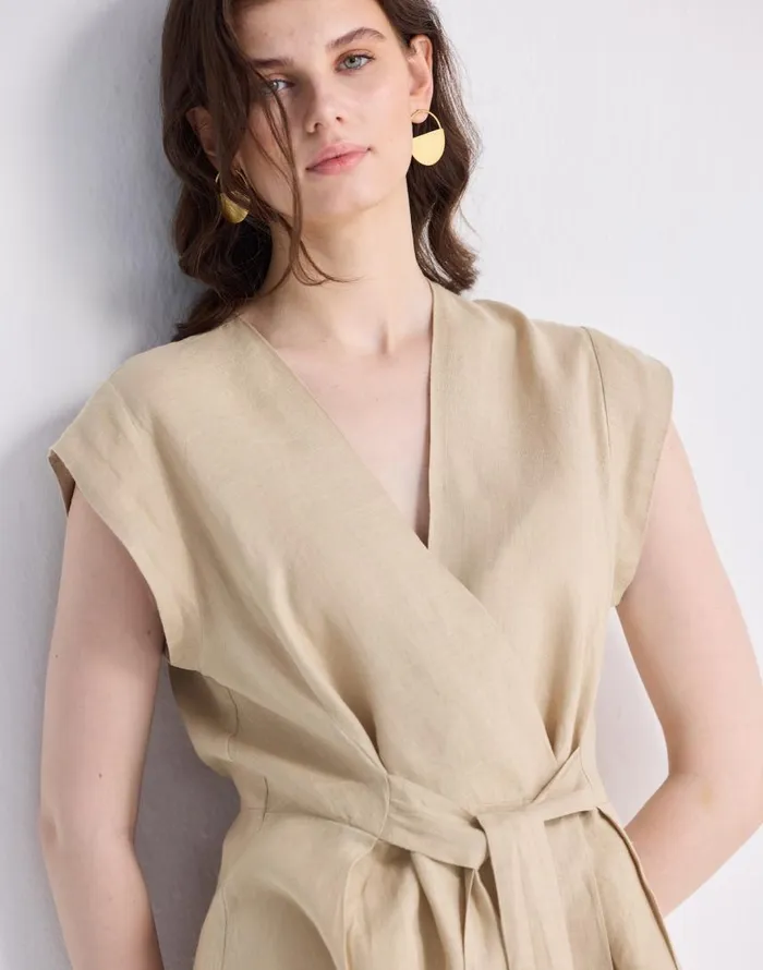 Tops and Shirts Women Madewell Reistor Power Moves Hemp Short Sleeve Top In Neutral Beige Beige