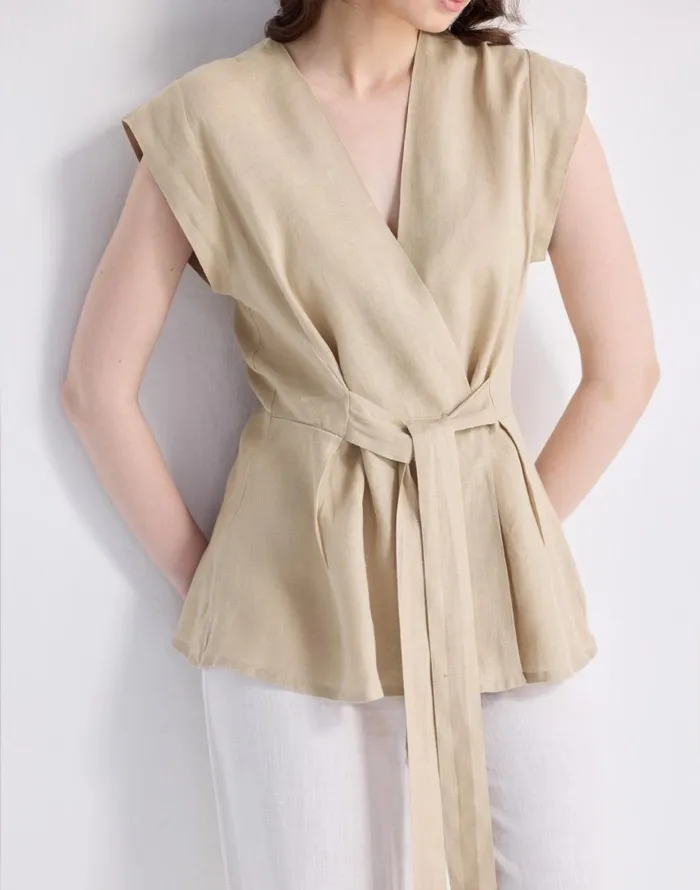 Tops and Shirts Women Madewell Reistor Power Moves Hemp Short Sleeve Top In Neutral Beige Beige