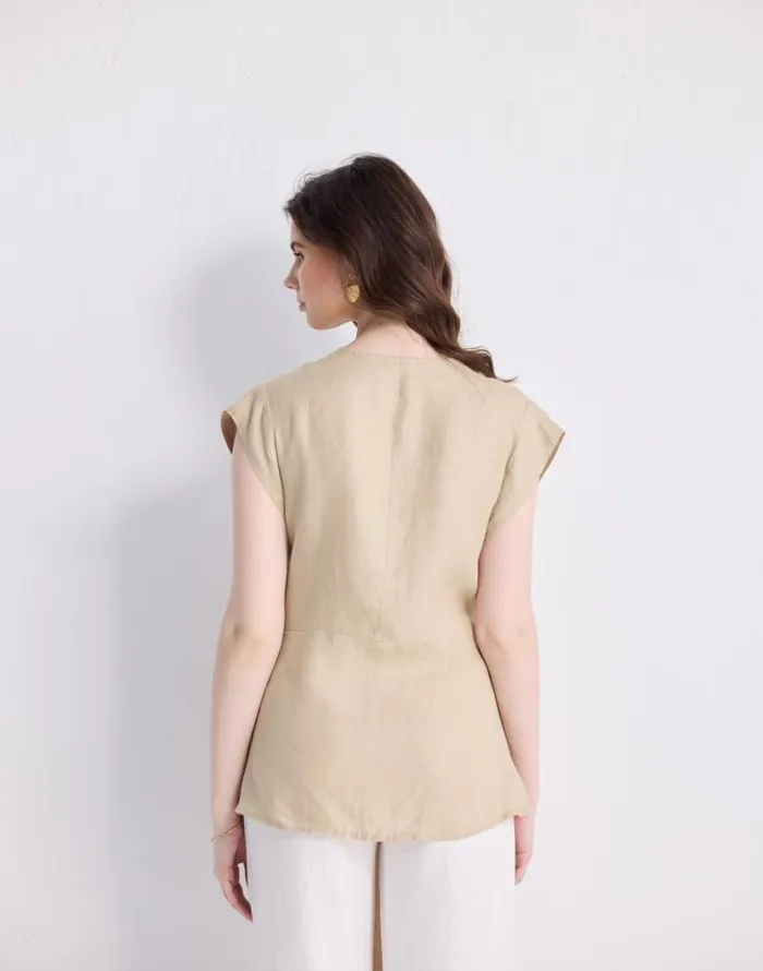 Tops and Shirts Women Madewell Reistor Power Moves Hemp Short Sleeve Top In Neutral Beige Beige