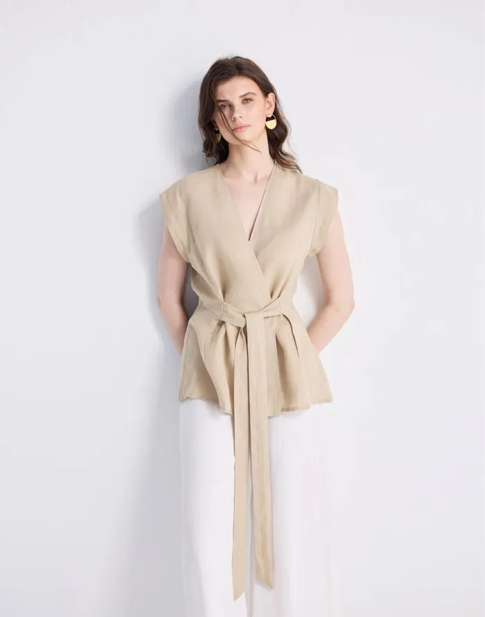 Tops and Shirts Women Madewell Reistor Power Moves Hemp Short Sleeve Top In Neutral Beige Beige