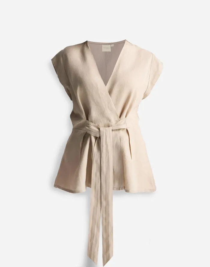 Tops and Shirts Women Madewell Reistor Power Moves Hemp Short Sleeve Top In Neutral Beige Beige