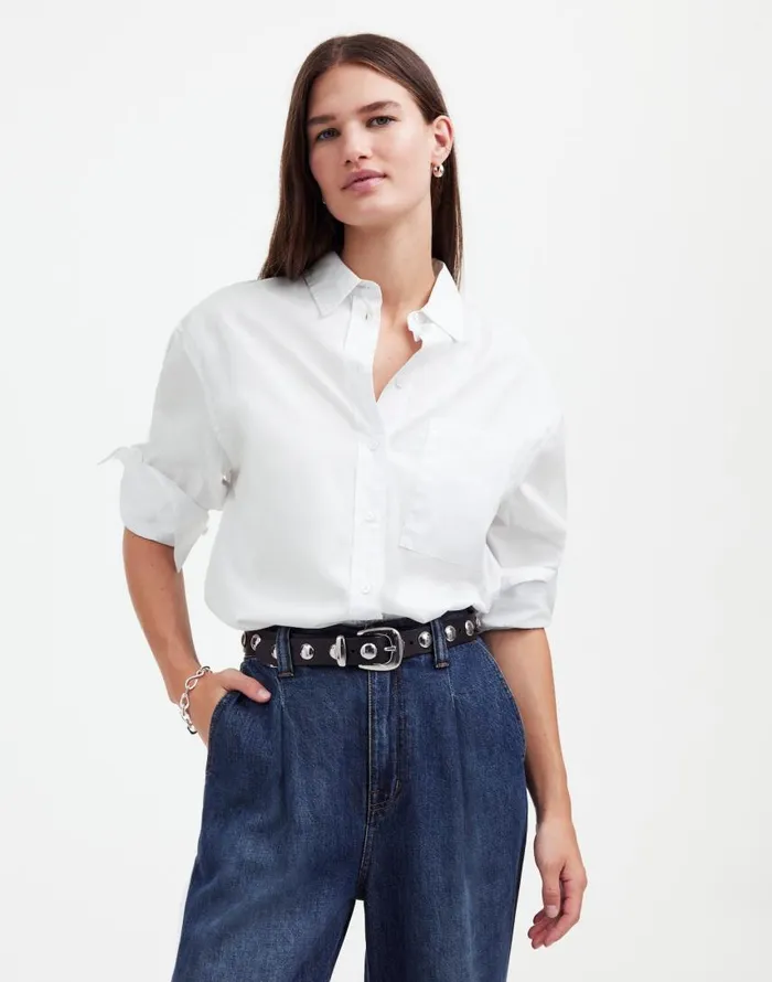 Tops and Shirts Women Madewell Relaxed ButtonUp Shirt Eyelet White