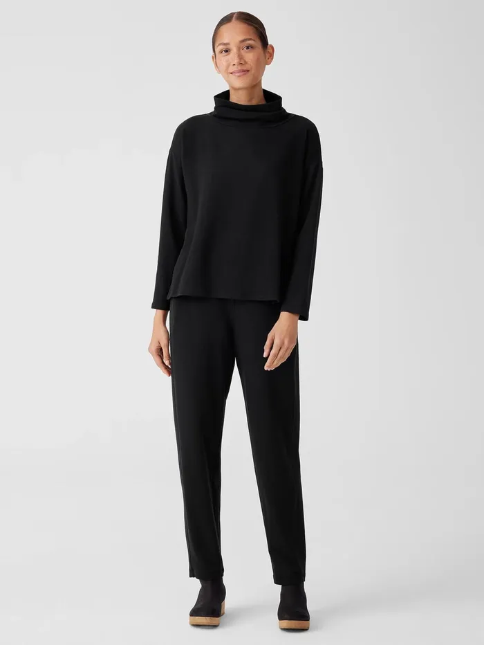 Tops and Tees Women Eileen Fisher Cozy Brushed Terry Hug Funnel Neck Top Black