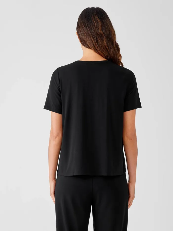 Tops and Tees Women Eileen Fisher Fine Jersey Crew Neck Tee Black