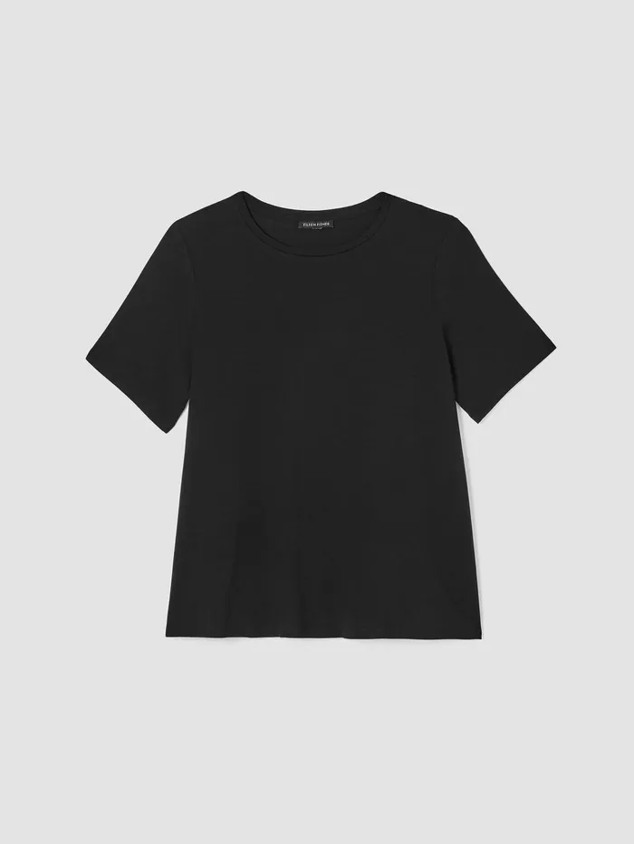 Tops and Tees Women Eileen Fisher Fine Jersey Crew Neck Tee Black